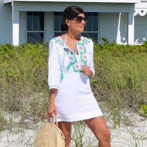 J crew embroidered beach tunic cover up